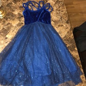 blue fluffy sparkly kids dress